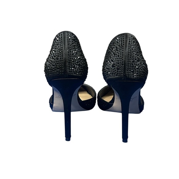 Jewel Badgley Mischka Shoes Womens Size 6 Black Alexandra Heels Pumps Rhinestone - Picture 3 of 16
